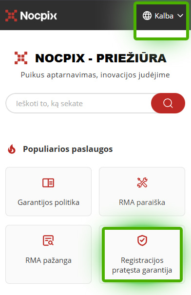 Nocpix care garantija