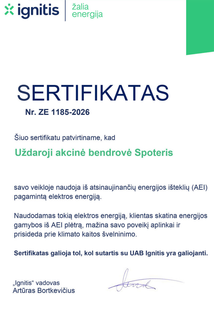 Ignitis sertifikatas mob
